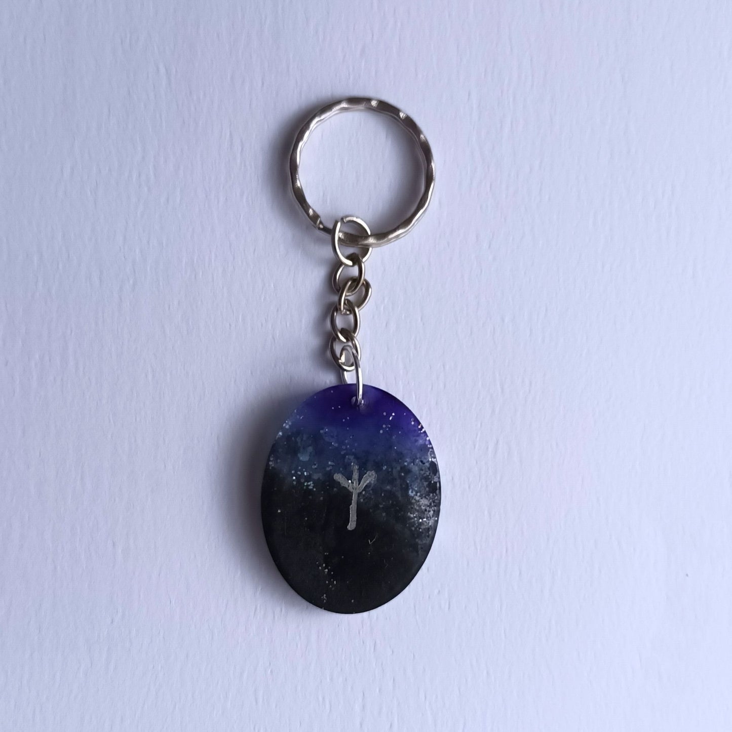 Porte-clés Rune Algiz Galaxy - Résine Artisanale Symbole Viking