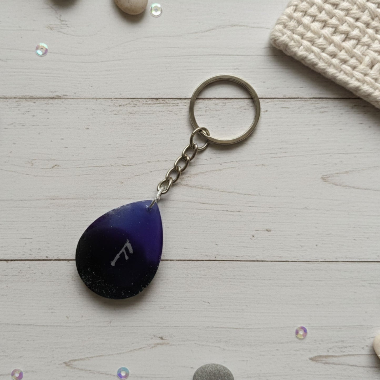Porte-clés Rune Ansuz Galaxy - Résine Artisanale Symbole Viking