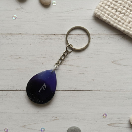 Porte-clés Rune Ansuz Galaxy - Résine Artisanale Symbole Viking