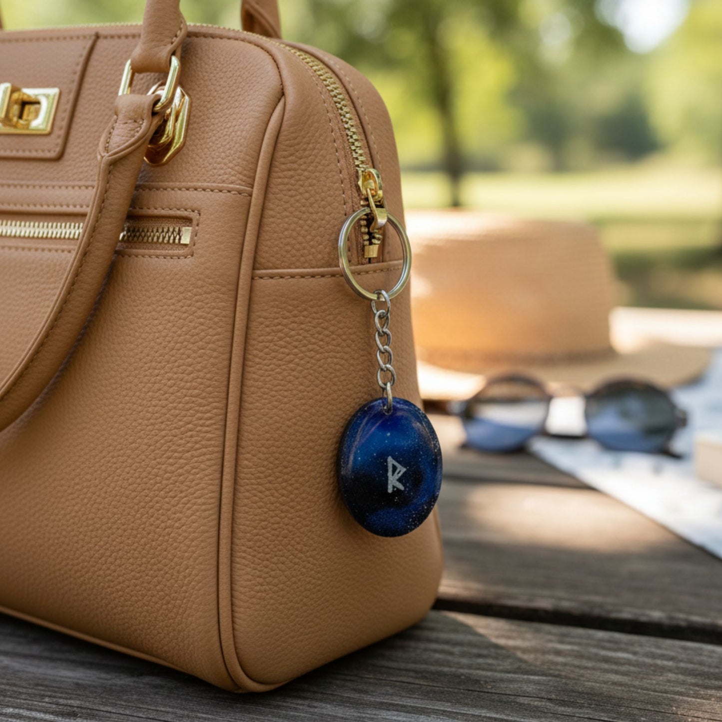 Porte-clés Rune Raido Galaxy - Résine Artisanale Symbole Viking