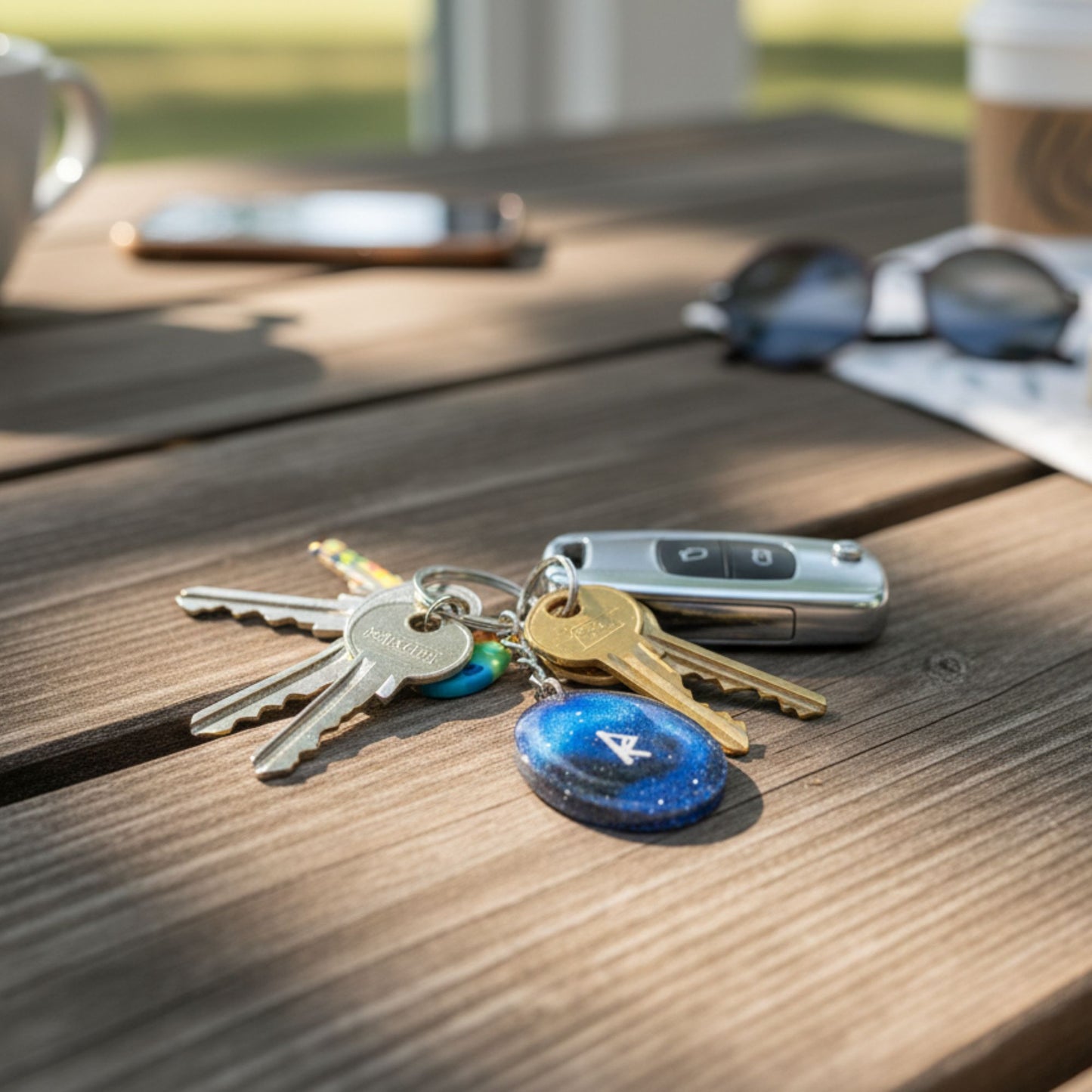 Porte-clés Rune Raido Galaxy - Résine Artisanale Symbole Viking