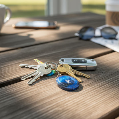 Porte-clés Rune Raido Galaxy - Résine Artisanale Symbole Viking