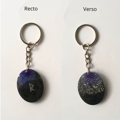 Porte-clés Rune Raido Galaxy - Résine Artisanale Symbole Viking