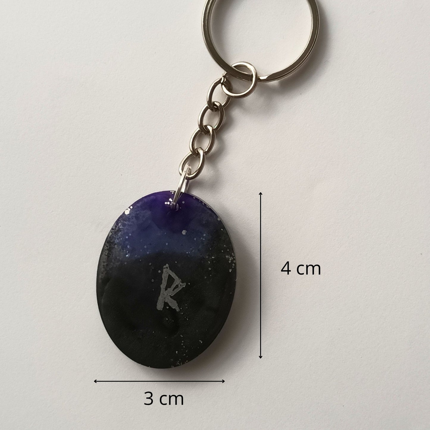 Porte-clés Rune Raido Galaxy - Résine Artisanale Symbole Viking