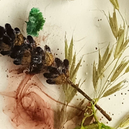 Suspension déco résine fleurs séchées nature - Rond transparent botanique 5cm - Décoration artisanale unique fait main